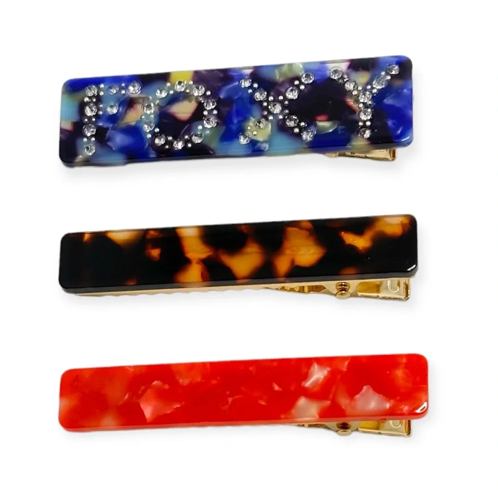 Nordstrom Berry Set Of 3 Multi Color Hair Clips